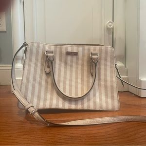Kate spade khaki striped purse with small and large handles
